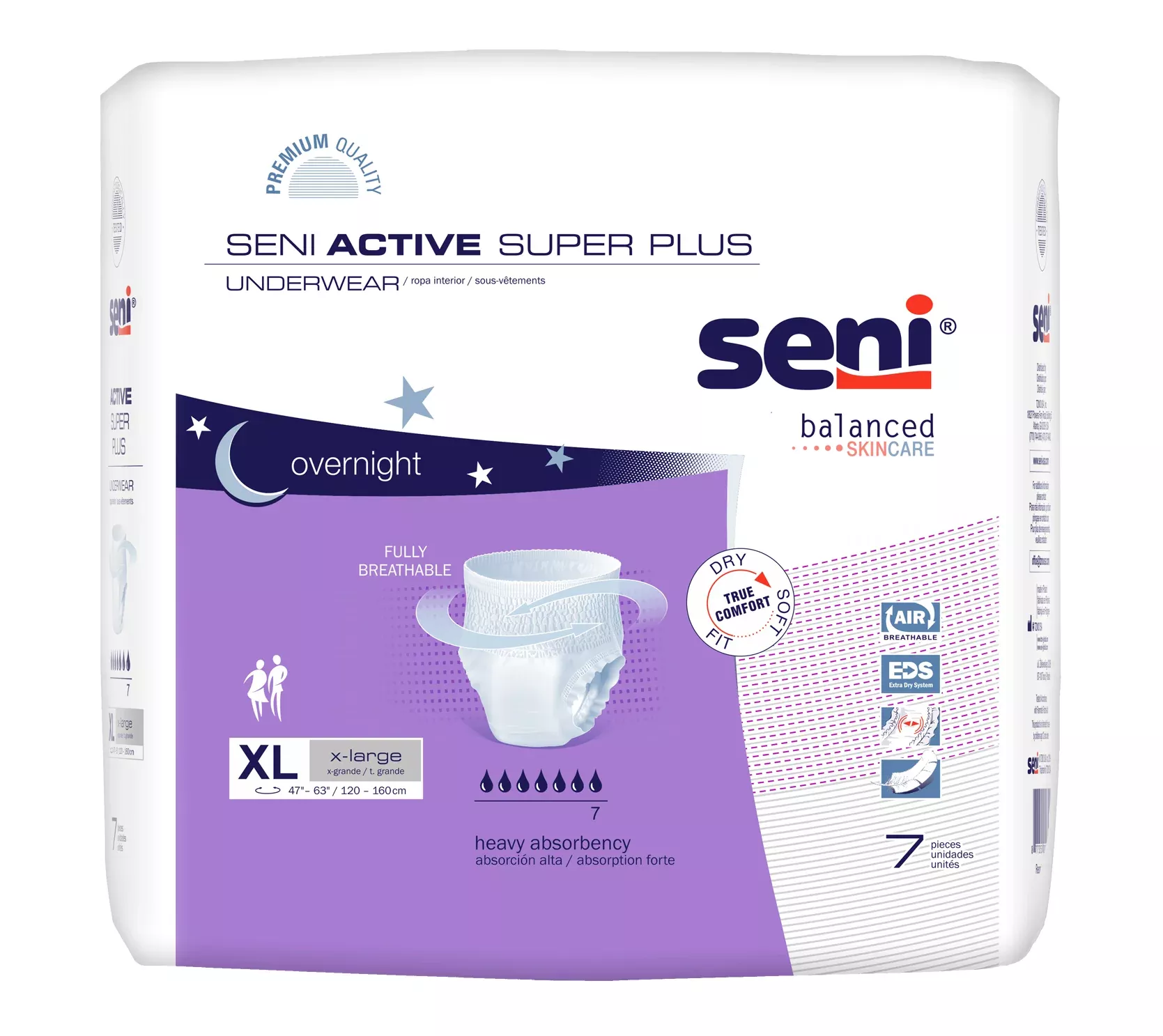 SENI ACTIVE SUPER PLUSPULL UP UNDERWEAR X-LARGE-47"-63"- Pack of 7