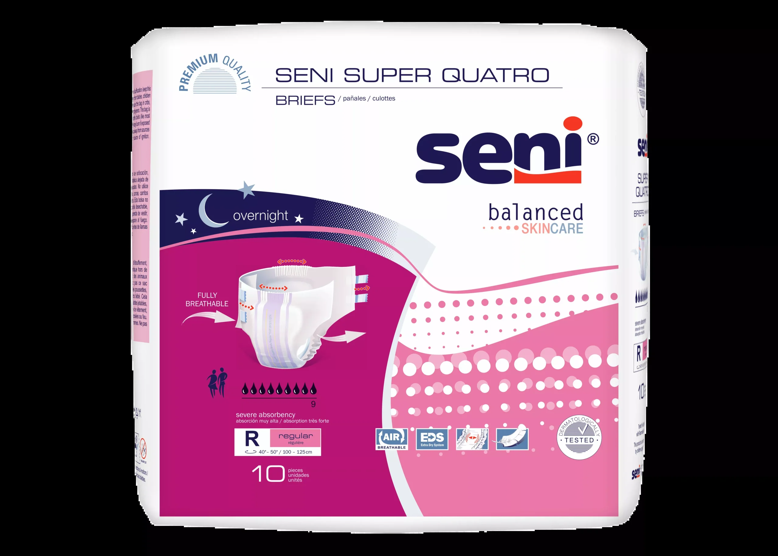 Seni Super Quatro Briefs, Regular - 40" - 50"- Pack(age) of 10