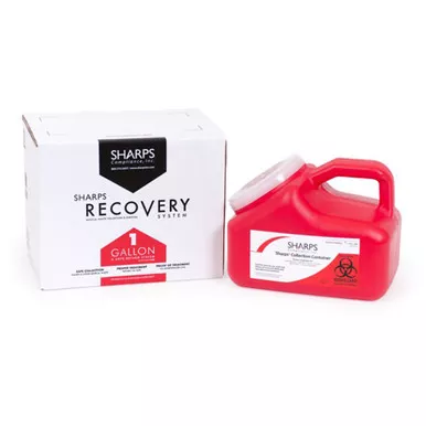 Sharps Compliance 11000-018 - Mailback Sharps Container Mail System Pro-Tec Red Base 9 L X 6 W X 7-1/2 H Inch Vertical Entry 1 Gallon