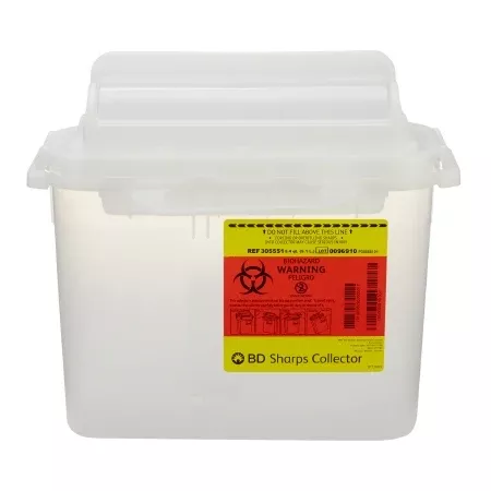 Sharps Container BD™ Translucent White Base 12 H X 12 W X 4-4/5 D Inch Horizontal Entry 1.35 Gallon- Default Title