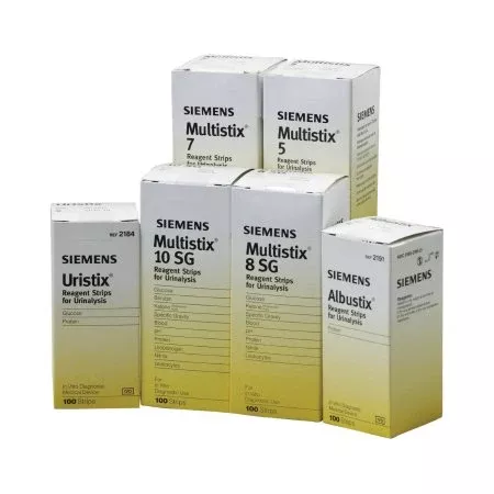 Siemens Reagent Test Strip Multistix Blood, Glucose, Ketone, Leucocytes, Nitrite, Protein, pH and Specific Gravity For Urinalysis 100 per Bottle - Each - 10337913-EA