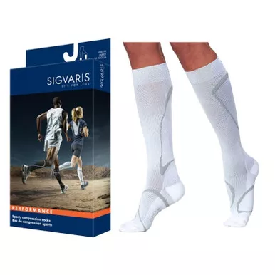 Sigvaris 412CSS00 - 412C Motion High Tech Calf, 20-30mmHg, Unisex, Size SS, White