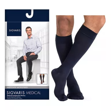 Sigvaris 822CMLM10 - 822C Style Microfiber Calf, 20-30mmHg, Men's, Medium, Long, Navy