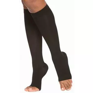 Sigvaris 863CSSO99 - 863C Essential Opaque Calf, 30-40mmHg, Open Toe, Small, Short, Black