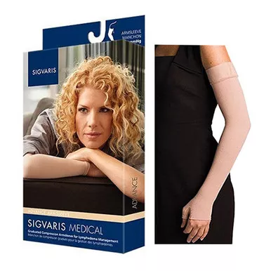 Sigvaris 912ASLG77/S - 912Advanced Arm 20-30mmHg Gauntlet with Grip-Top, Small, Long, Beige