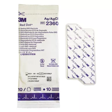 Solventum Corporation 2360 - ECG Resting Electrode 3M™ Red Dot™ Tab Connector Conductive Adhesive Gel Adult Radiolucent 10 per Pack