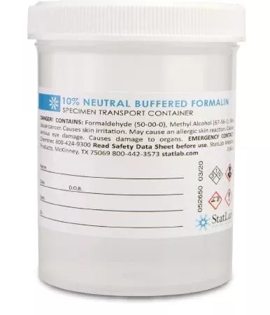 StatLab Medical Products Prefilled Formalin Container 120 mL Fill in 240 mL (8 oz.) Screw Cap Warning Label / Patient Information NonSterile - Case of 72 - NB08120-CS