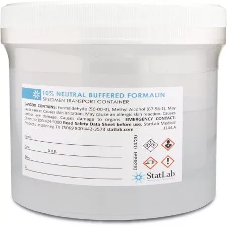 StatLab Medical Products Prefilled Formalin Container 500 mL Fill in 1,000 mL (32 oz.) Screw Cap Warning Label / Patient Information NonSterile - Case of 4 - NB32480-CS
