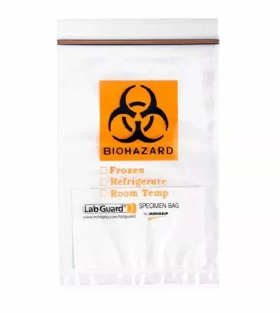 StatLab Medical Products Specimen Transport Bag with Document Pouch and Absorbent Pad Lab Guard 6 X 9 Inch Zip Closure Biohazard Symbol / Storage Instructions NonSterile - Case of 1000 - BGT0609/WP-CS
