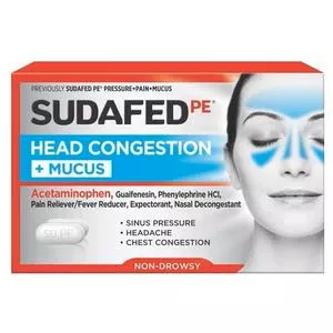 Sudafed Pe Sinus Head Congestion + Mucus Non-drowsy Tablets 24 Ct- 1 Each