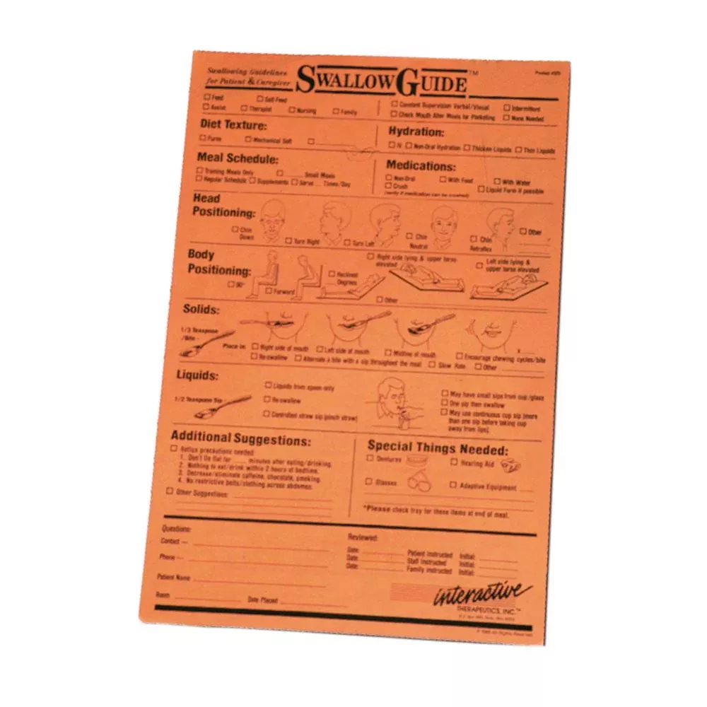 SwallowGuide SwallowGuide, Chart Size, Spanish, 50 sheets per pad - 88832601