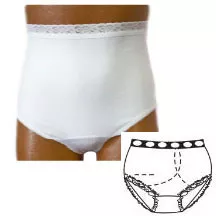 Team Options 80204LL - OPTIONS Ladies' Basic with Built-In Barrier/Support, White, Left-Side Stoma, Large 8-9, Hips 41" - 45"