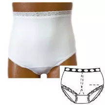 Team Options 80204SC - OPTIONS Ladies' Basic with Built-In Barrier/Support, White, Center Stoma, Small 4-5, Hips 33" - 37"