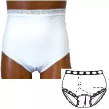 Team Options 81204LR - OPTIONS Split-Cotton Crotch with Built-In Barrier/Support, White, Right-Side Stoma, Large 8-9, Hips 41" - 45"