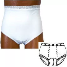 Team Options 81204MD - OPTIONS Split-Cotton Crotch with Built-In Barrier/Support, White, Dual Stoma, Medium 6-7, Hips 37" - 41"
