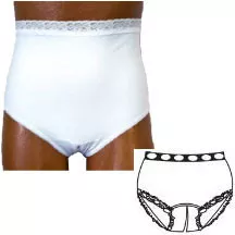 Team Options 81204SD - OPTIONS Split-Cotton Crotch with Built-In Barrier/Support, White, Dual Stoma, Small 4-5, Hips 33" - 37"