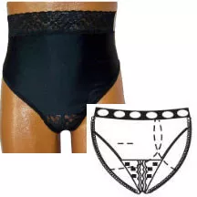 Team Options 83202ML - OPTIONS Split-Cotton Crotch with Built-In Barrier/Support, Black, Left-Side Stoma, Medium 6-7, Hips 37" - 41"