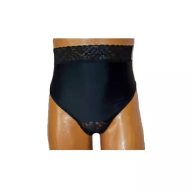 Team Options 83202XSR - OPTIONS Ladies' Backless with Split-Lace Crotch and Built-In Barrier/Support, Black, Right-Side Stoma, X-Small