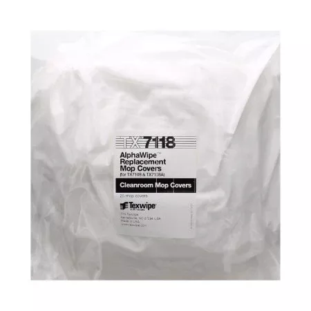 Texwipe Cleanroom Mop Pad Kit Texwipe AlphaMop™ White Polyester Disposable - Bag of 25 - TX7118F-BG
