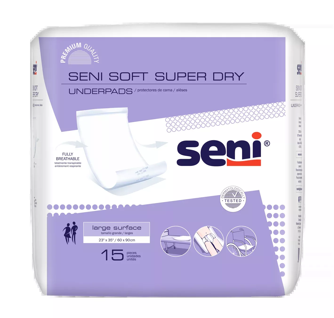 UNDERPAD, SENI SOFT SUPER DRY 23"X35"- Pack of 15