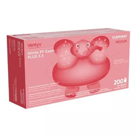 Ventyv Exam Glove Ventyv™ Plus 3.5 ELEPHANT Medium NonSterile Nitrile Standard Cuff Length Textured Fingertips Violet Chemo Tested - Box of 200 - 10335101-BX