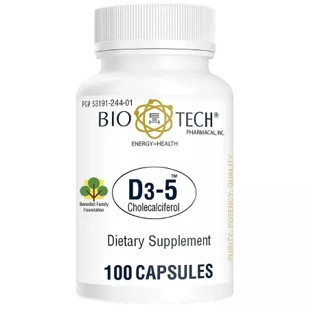 Vitamin Supplement Bio Tech™ Vitamin D3 5000 IU Strength Capsule 100 per Bottle- Default Title