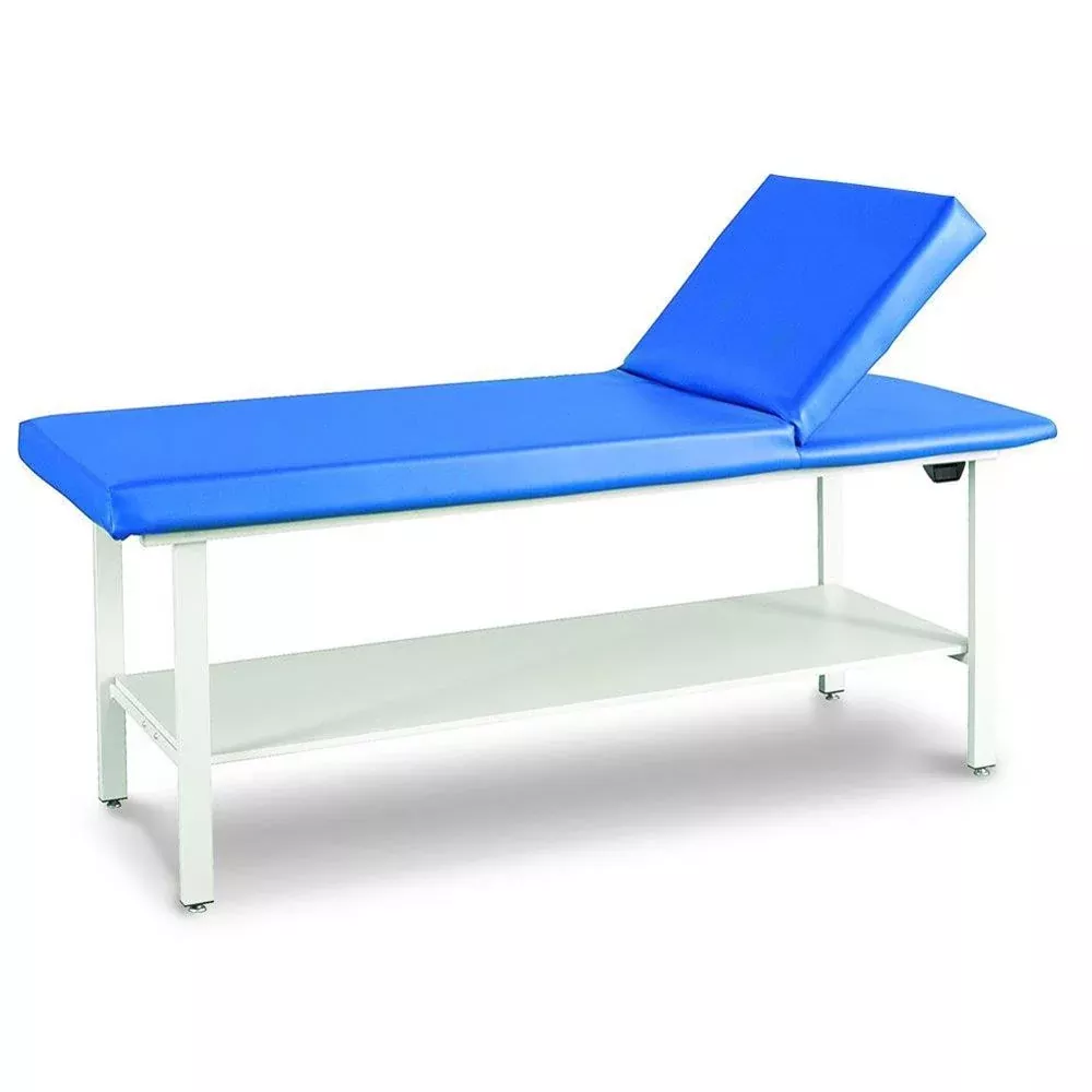 Winco Treatment Table with Adjustable Back Table w/Adjustable Back, Shelf, Royal Blue - 77325/ROYAL/NA